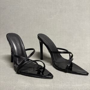 SUPERDOWN Sofia Heel in Black‎ Size 7 Strappy Pointed Toe Bed